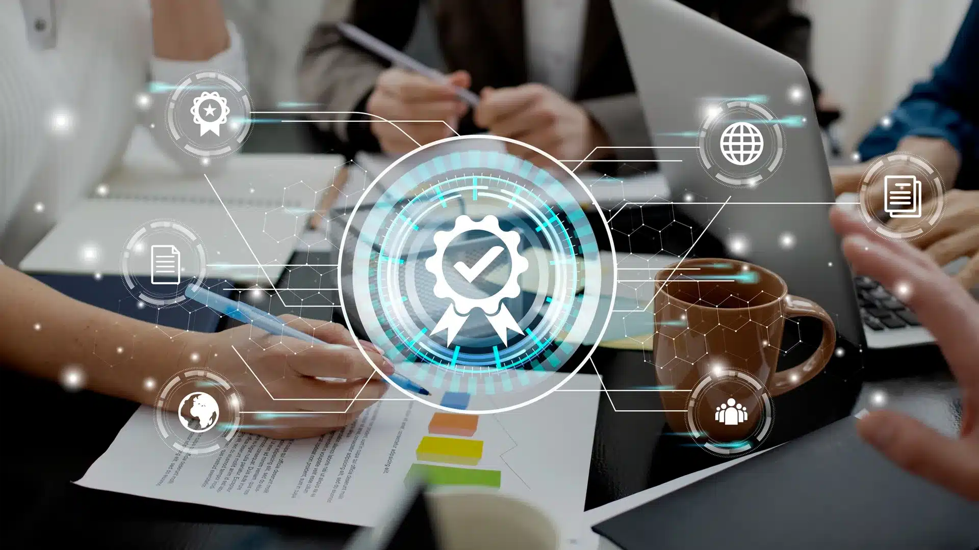 Professional auditor conducting quality management system audit